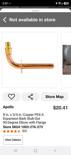 Apollo Copper PEX-A Stub-Out 90-Degree Elbow with Flange