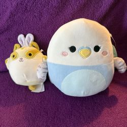 2 Squishmallows With Tag- Bird And Flying Squirrel 