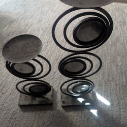 2 Vintage Metal Candle Holders With Mirrors $20