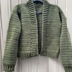Crocheted Green Cardigan 
