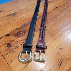 Children's Belts - 33" Long, Brown And Black, Leather Belts - Set Of 2