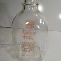 Vintage One Gallon Rowan Dairy Milk Bottle