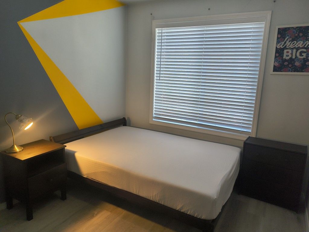 Ikea Bed Room Set ( Bed Frame, Dresser, Lamp Stand and Memory Foam Mattress