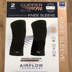Copper Fit Elite Air Compression Knee Sleeve 2PK| 2 Sizes New Sealed Box