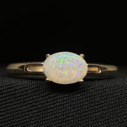 Colorful Brazilian Opal Sparkling Adjustable .925 Sterling Silver Ring Handmade