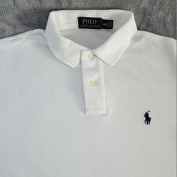 Polo Ralph Lauren Men's Short Sleeve Shirt Size: M Color; White/ Navy Blue Logo 