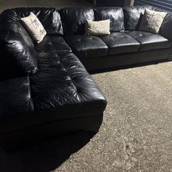 Black Leather Sectional 