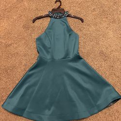 Blue Halter Homecoming Dress