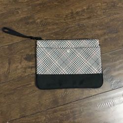 NWOT Medium Print Canvas Zipper Pouch by lands’end in black,white and red