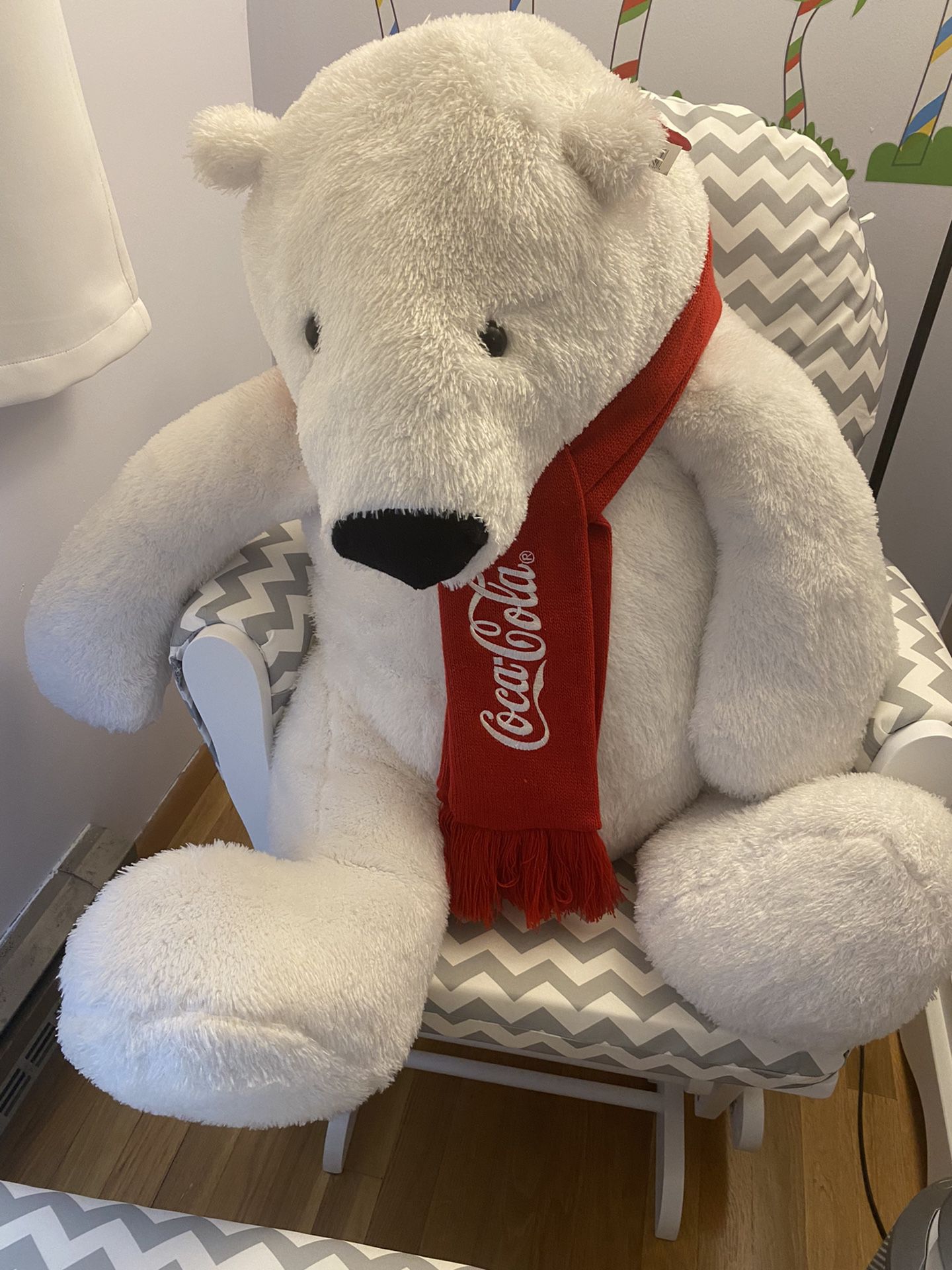 30” Coca Cola Stuffed Polar Teddy Bear