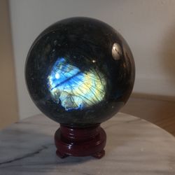 7.6 Lbs (3431g) Flashy Labradorite Sphere Quart Crystal 