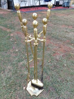 Brass fireplace Tools And Grate