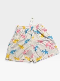 Mesh Shorts with Star and Lightning Print