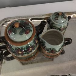 Vintage Ceramic Hand painted Floral Tea Set 