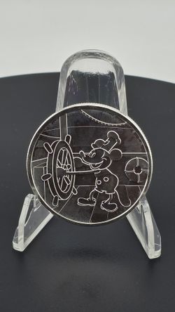 1 Oz .999 Fine Silver Coin Steamboat Willie 1928 Mickey Mouse Disney Animation