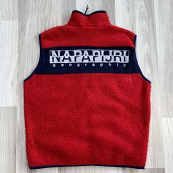 Vintage Napapijri Geographic Fleece Sleeveless Zip Up Vest. Size Large. Good Condition, See All Pics 