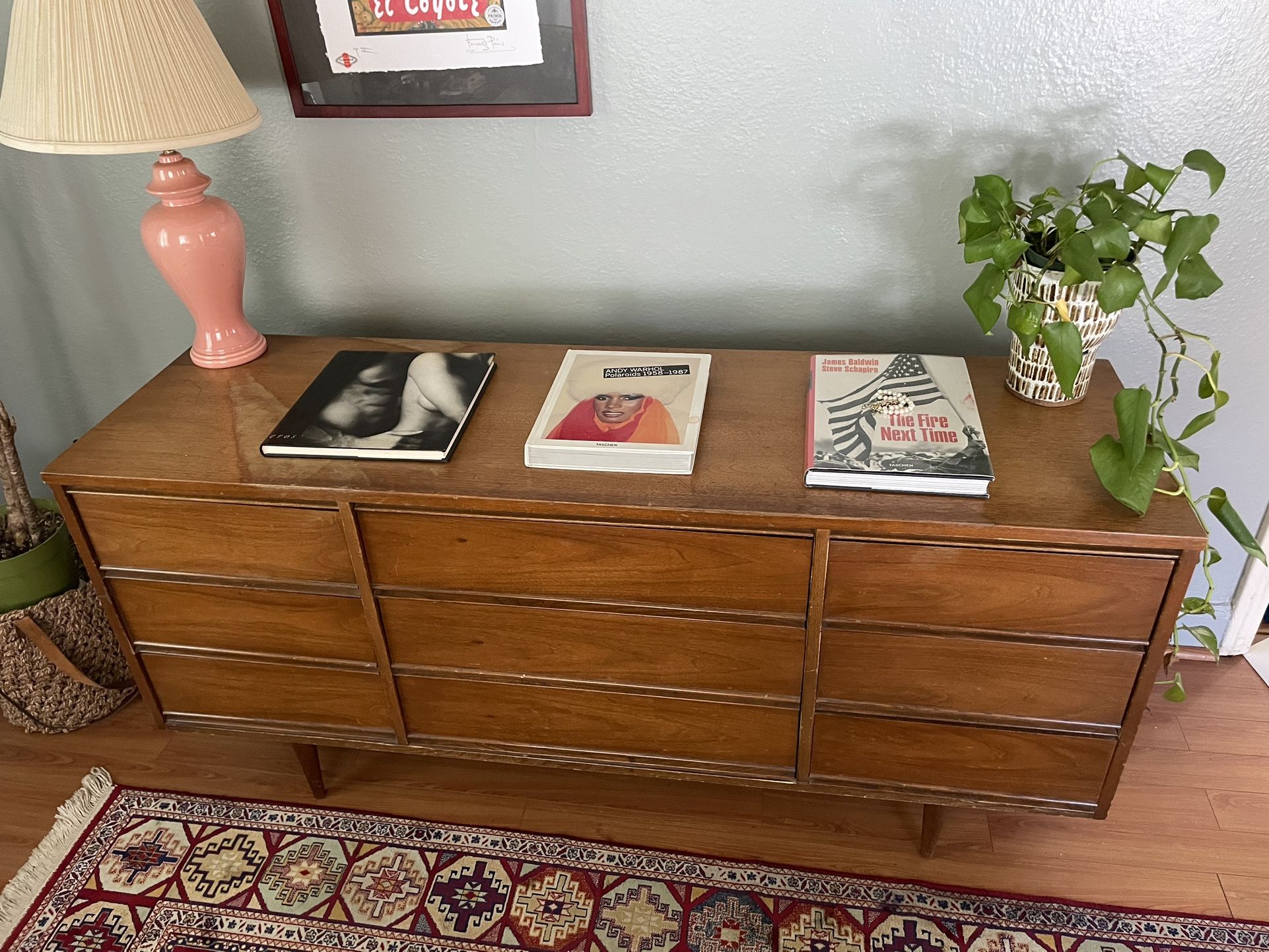 1960's Mid-Century Walnut 9 Drawer Dresser