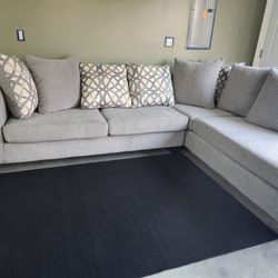 Brand new Artisanal Heather Grey 2pc Pillowback Lounge Sectionals (Also In Dark Grey & Beige)