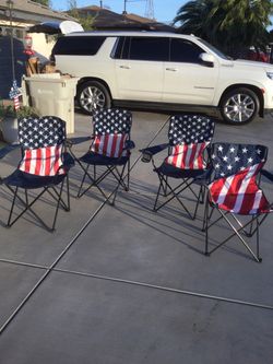 American Flag Folding Camp Chairs Set of 4