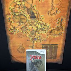 Bundle The Legend Of Zelda Twilight Princess Game  w/  Legend Of Zelda Twilight Princess Collector Edition Cloth Map  - CIB - Nintendo Wii 