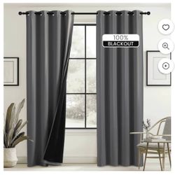 NICETOWN 100% Blackout Curtains, 2 Panels, Thermal Insulated Full Blackout 2-Layer Lined Drapes, Grommet Energy Efficiency Window Draperies for Bedroo
