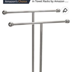 Double T Hand / Bath Towel Rack Accessories Stand Nickel/white New Bathroom 