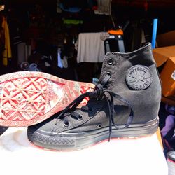 CONVERSE Chuck Taylor All Star Platform Hidden Wedge HiTop Black Women's 10 2015