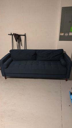 Navy Blue Mid-Century Modern Sofa