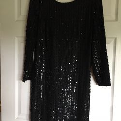Long sleeve black sequin dress