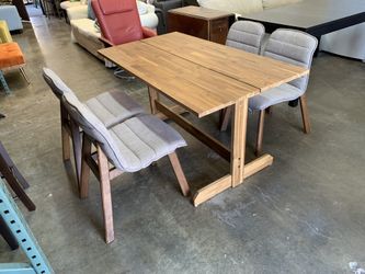 IKEA NACKANÄS Acacia Solid Wood Table and 4 Chairs Excellent