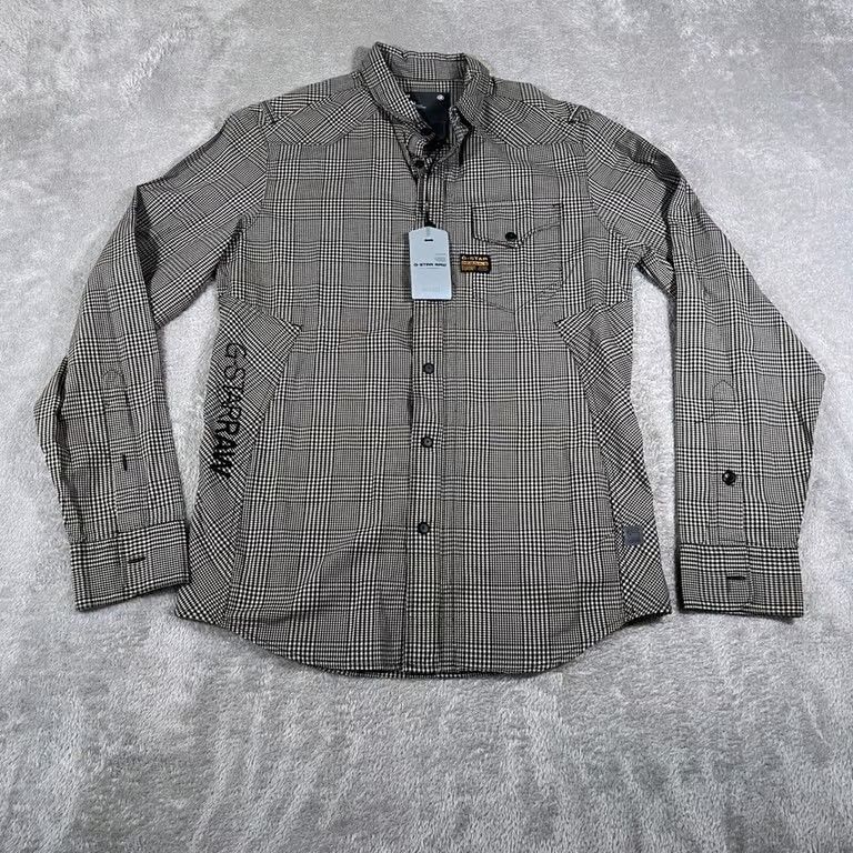 G-Star RAW Shirt Mens Medium Black Check Plaid New Marshall L/S Button Up NWT