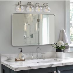 ANDY STAR Wall Mirror Brushed Nickel for Bathroom, 24x36x1