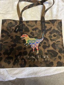 Coach Trex Leather Purse Rainbow Dinosaur 