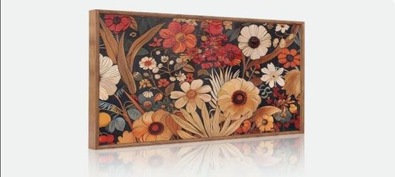 Burnt Orange Terracotta Wildflowers Framed Wall Art(40"x20")