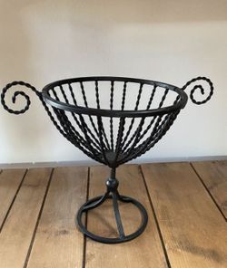 DECORATIVE BLACK IRON BASKET 14” H X 11” W