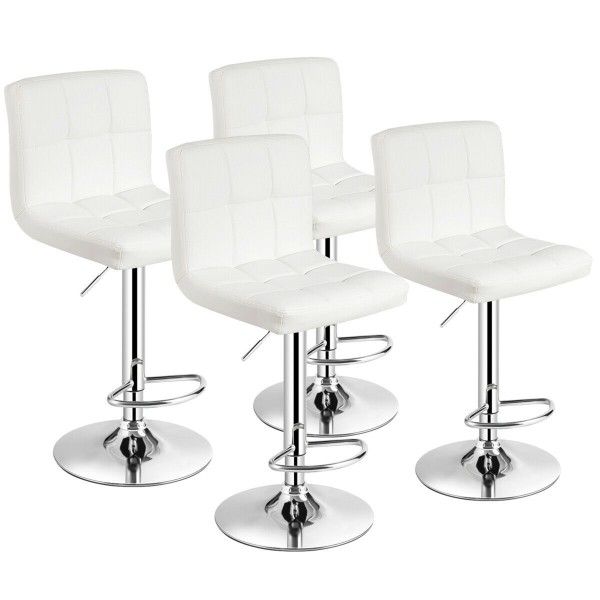 Leather Swivel Counter Height Bar Stool Chairs (Set Of 4)
