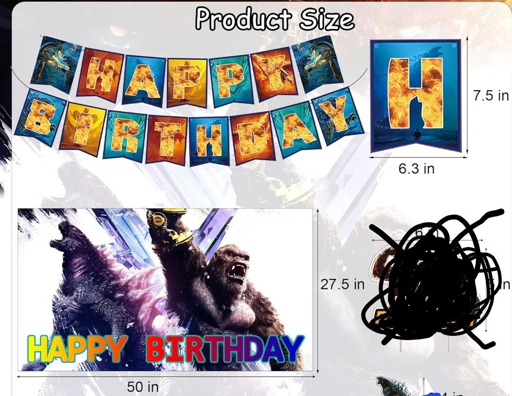Happy Birthday Banner Godzilla King