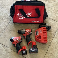Milwaukee M12 FUEL Impact Driver + 1/2” Hammer Drill Driver Kit 