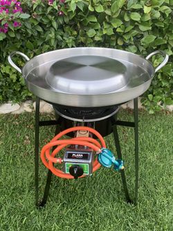 Disco de acero inoxidable especial para tacos con base y quemador