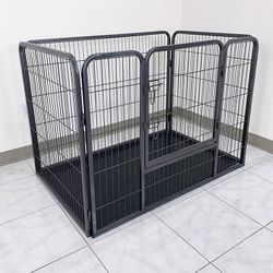 (Brand New) $110 Heavy Duty Pet Playpen w/ Plastic Tray, Dog Cage Kennel 4 Panels,  L49” x W32” x H35”