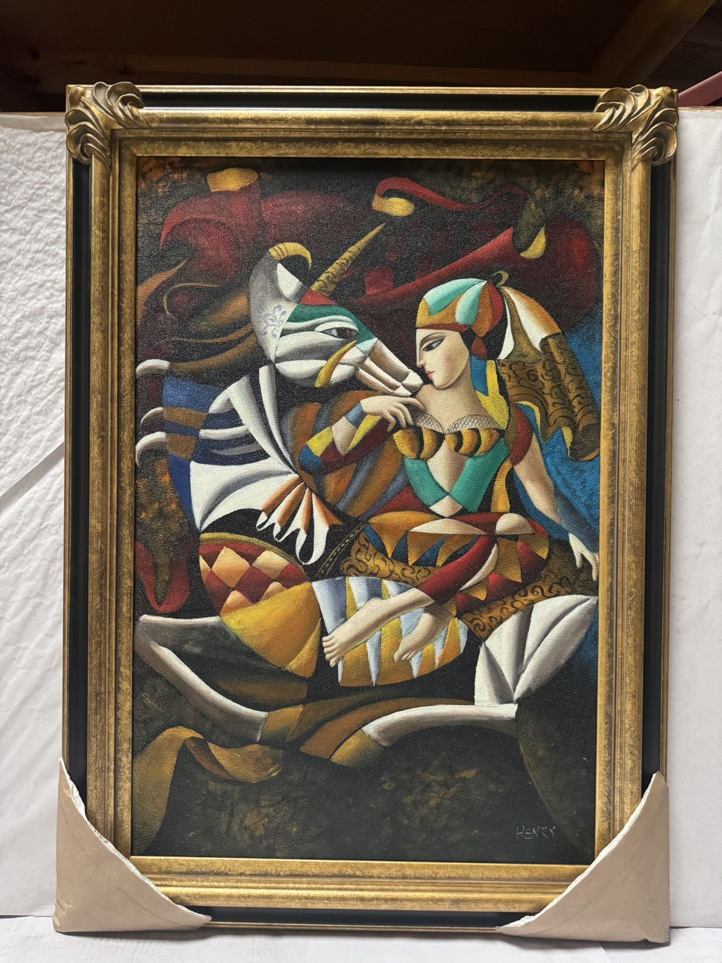 Hand-Painted Oil Painting Wooden Frame 43” x 31”