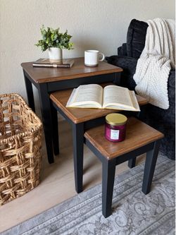Refurbished Two Tone Modern Organic Nesting Table