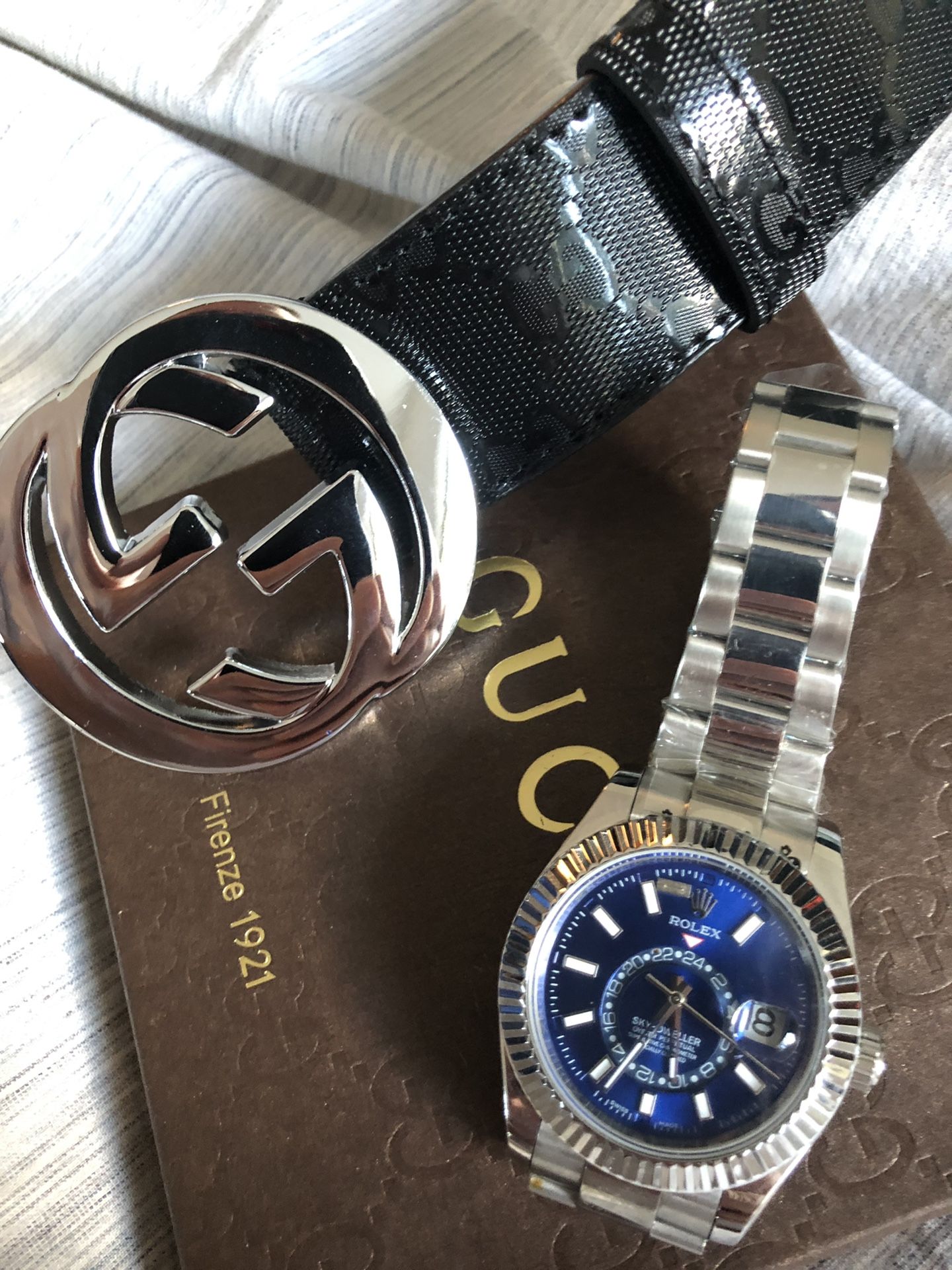 Fashion watch and belt combo