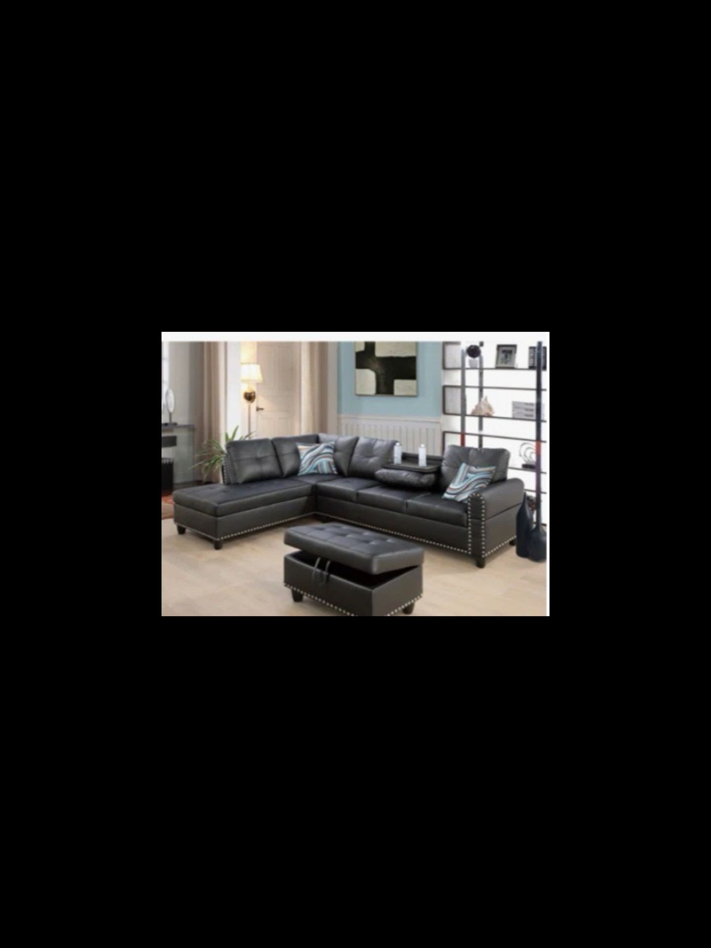 Black Sectional /Coffee Table LED Lights