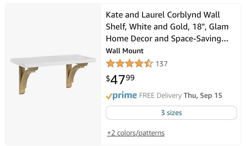 White Shelves With Gold Brackets