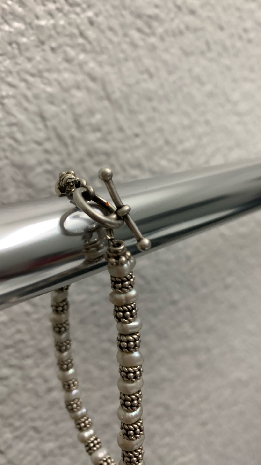 Vintage, 925 sterling, silver pearl and sterling silver bracelet