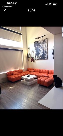 Retro orange couch MCM large
