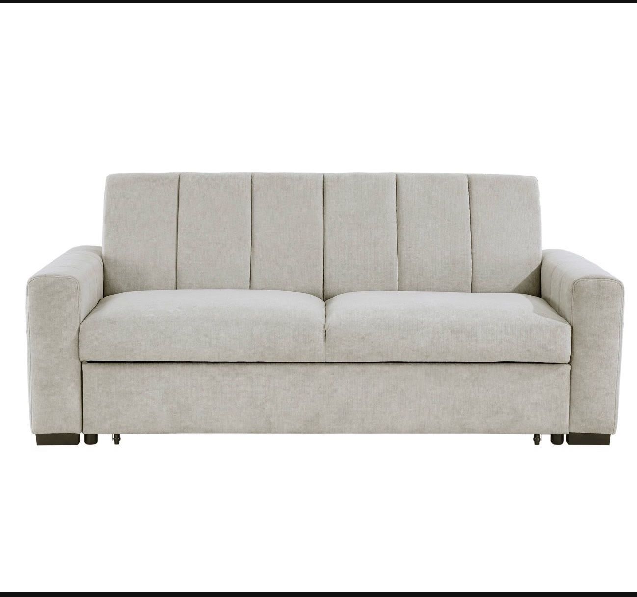 Mackay Light Grey Fabric Convertible Futon Sleeper Sofa Bed