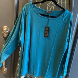 New DG2 Plus Size Top 1X 14 16 XL Teal NWT 