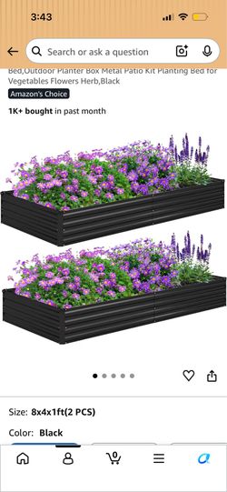 2-8’x4’x1’ Galvanized Raised Garden Beds